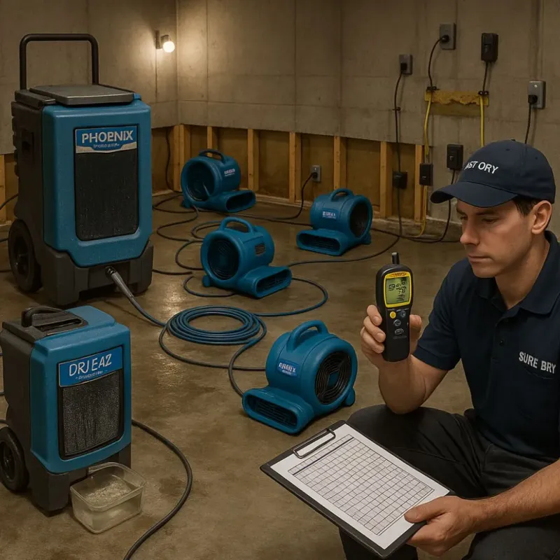 Structural Drying and Dehumidification process in Natalia, TX